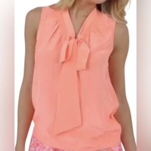 Lilly Pulitzer 100% Silk Dahlia Sleevless Blouse with Bow